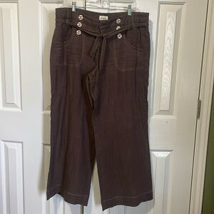 Anthropologie Wide Leg Linen Pants . Brown Excellent condition . Size 12